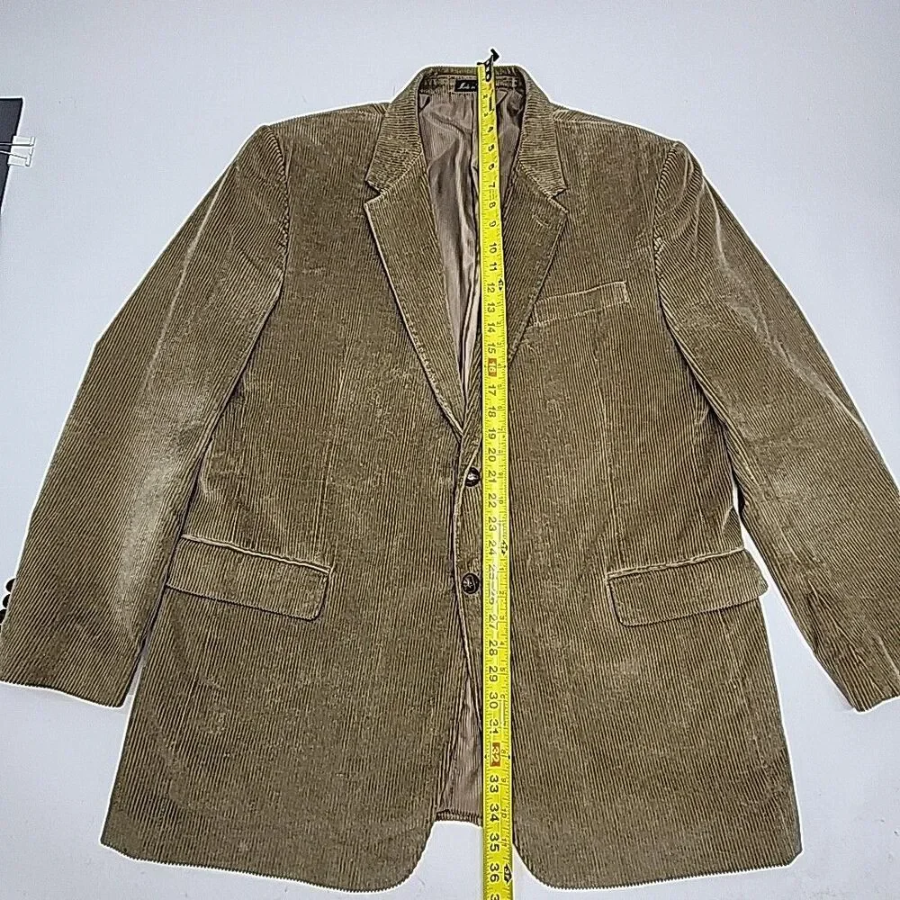 Norman Wells Blazer Jacket Beige Tan Corduroy Sportcoat Men Sz 46L Cord 2-Button
